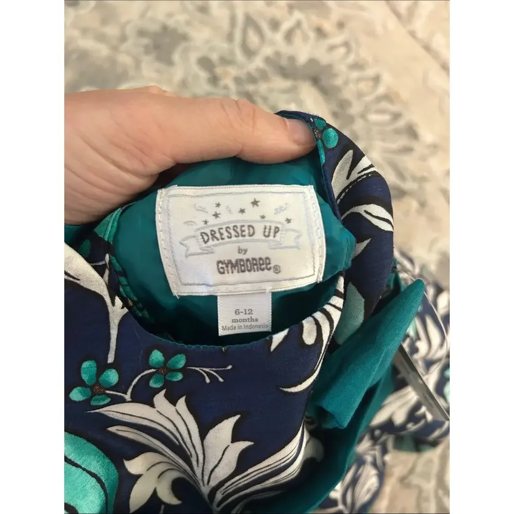 Gymboree Teal & Navy Floral Party Dress with Sash